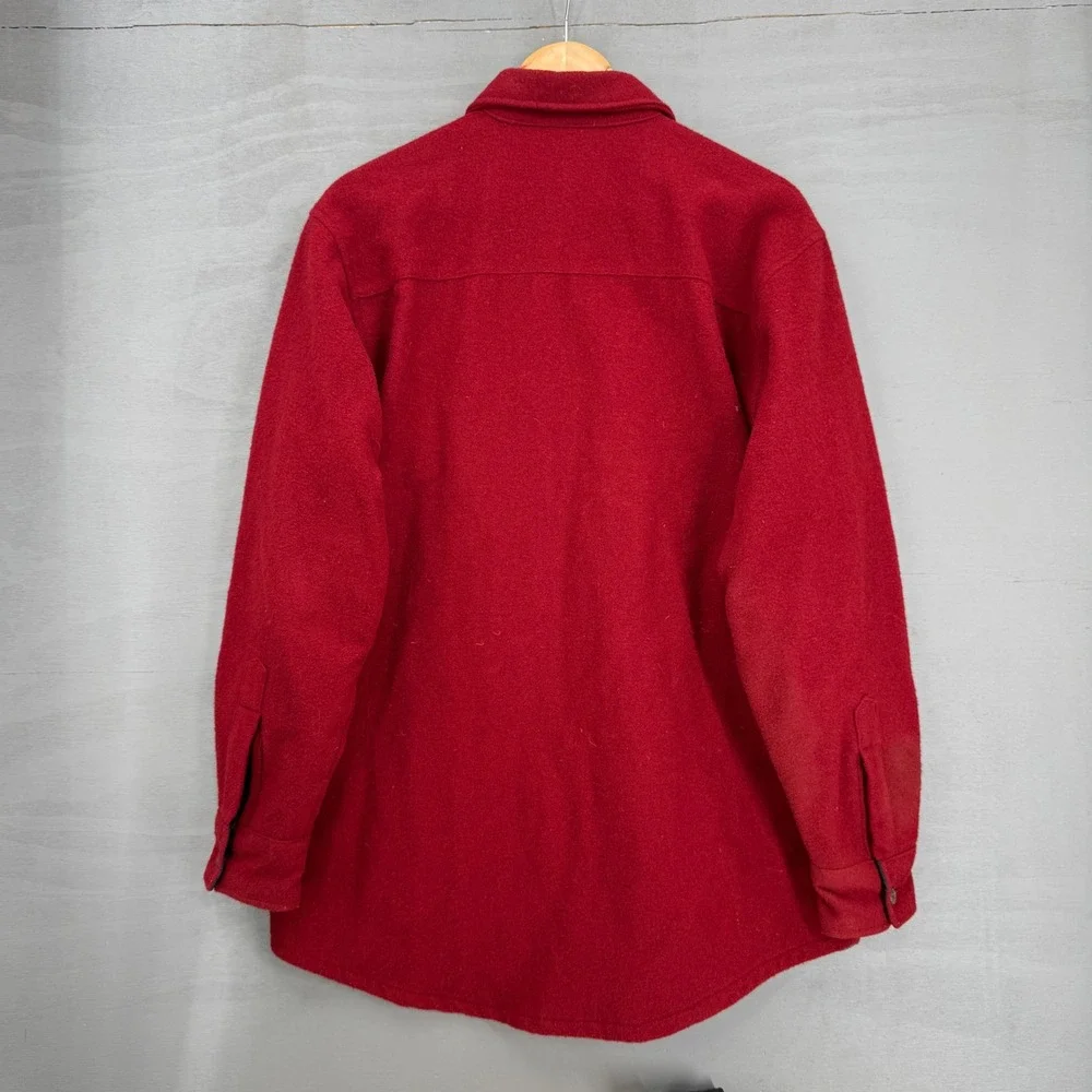 Vintage Adirondack Wool Shirt Jacket Red Quilted Lined Heavy Shacket Small